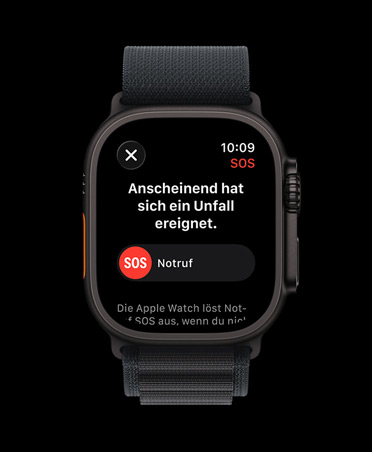 Apple Watch Ultra 3, Farbe Schwarz, Titangehäuse, Mitteilung bei Unfallerkennung, Notruf Aufforderung, Alpine Loop, Farbe Schwarz