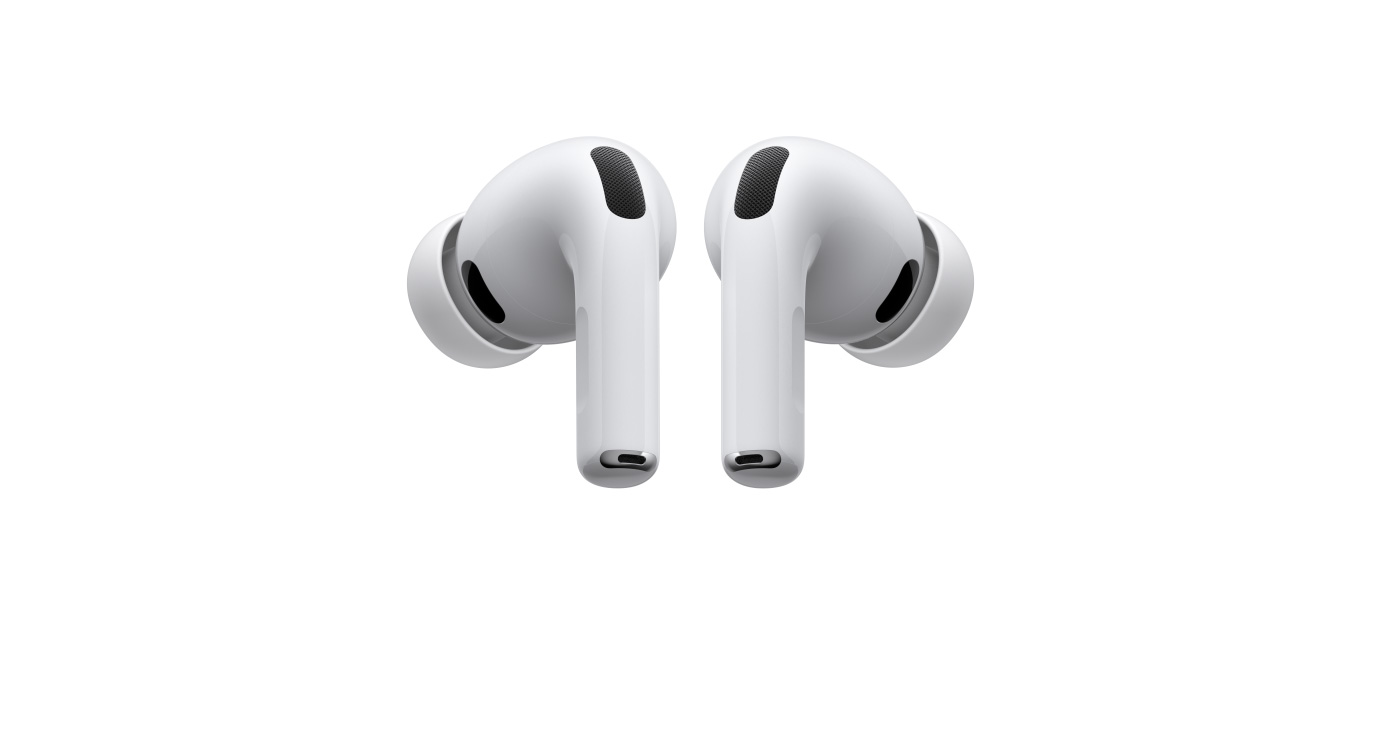AirPods Pro 3, αριστερά και δεξιά ασύρματα ακουστικά, λευκό χρώμα, άκρα σιλικόνης