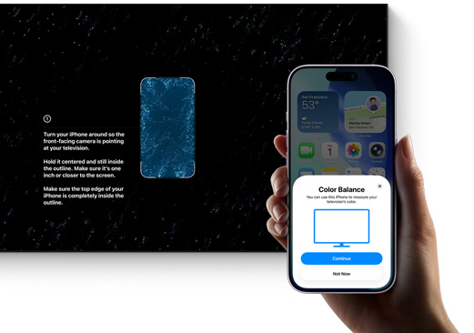 iPhone being used to color balance a television