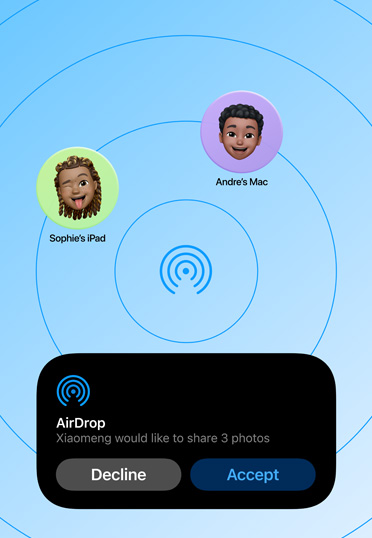 A Mac desktop with AirDrop open.