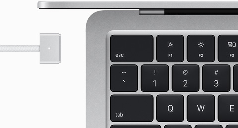 MacBook Air in Silver color with color-matched MagSafe cable